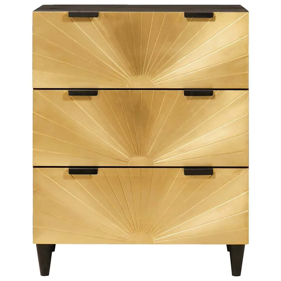 Buffet Noir et or 60 x 33 x 75 cm Bois de mangue massif - 3
