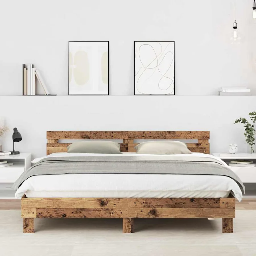 Cadre de lit Bois ancien 203 x 185 x 70 cm Bois d'ingénierie
