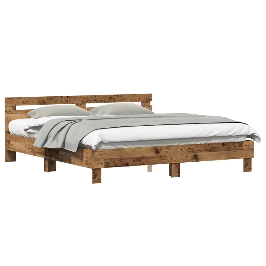 Cadre de lit Bois ancien 203 x 185 x 70 cm Bois d'ingénierie - 2