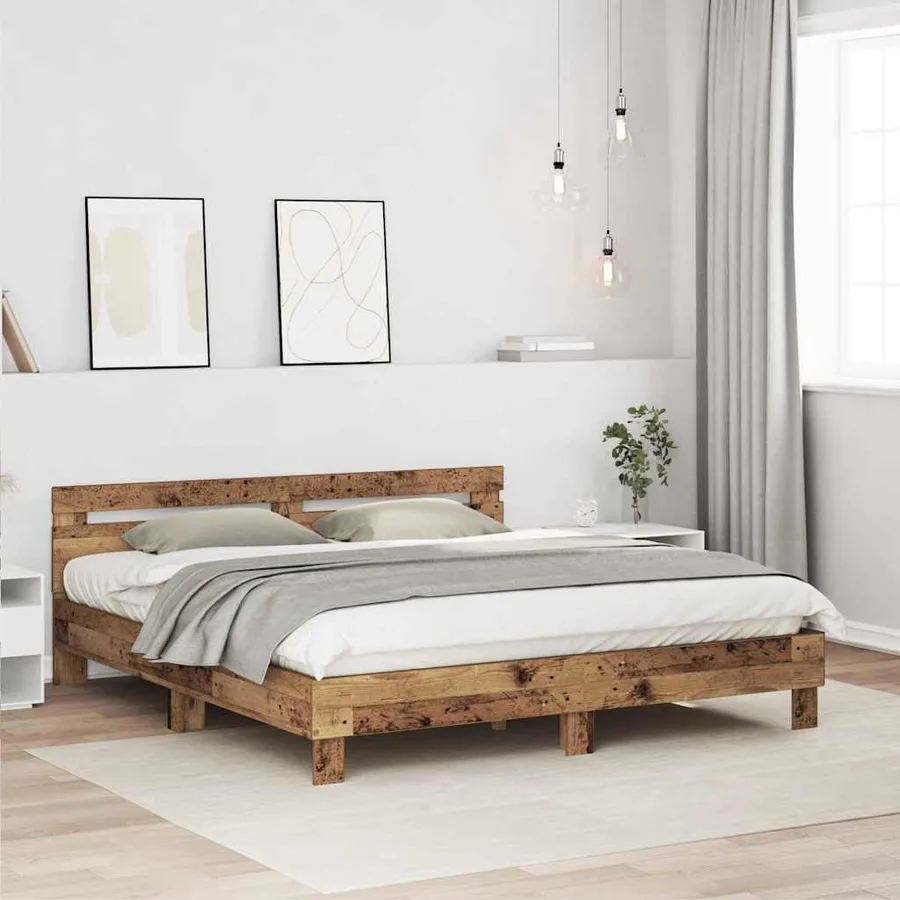 Cadre de lit Bois ancien 203 x 185 x 70 cm Bois d'ingénierie - 3