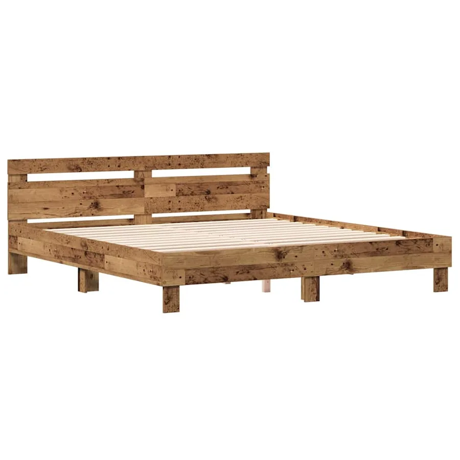 Cadre de lit Bois ancien 203 x 185 x 70 cm Bois d'ingénierie - 4