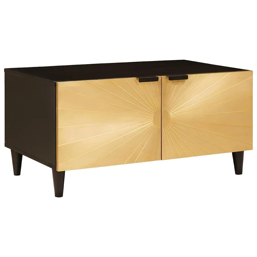 Table basse Noir et or 80 x 50 x 40 cm Bois d'ingénierie