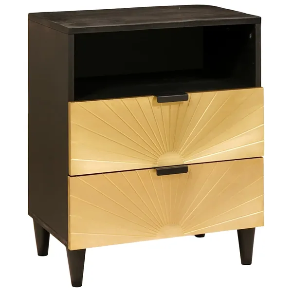 Table de chevet Noir et or 50 x 33 x 62 cm Bois d'ingénierie