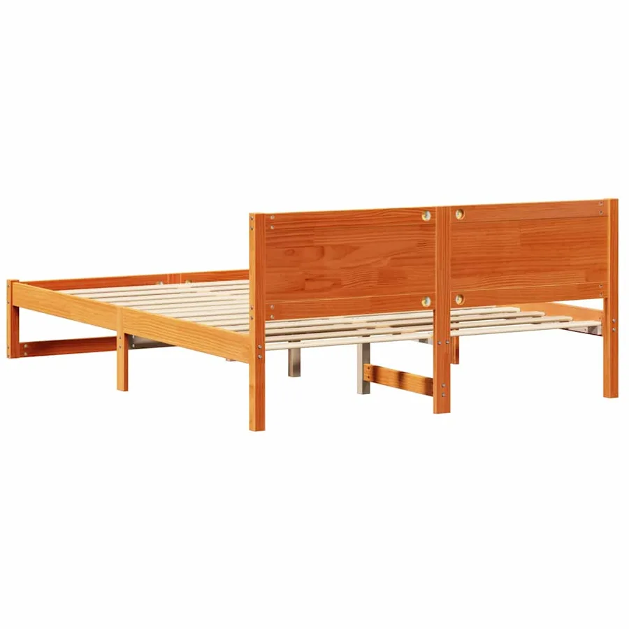 Cadre de lit avec tête de lit Brun cire 140 x 200 cm Pin massif - 7