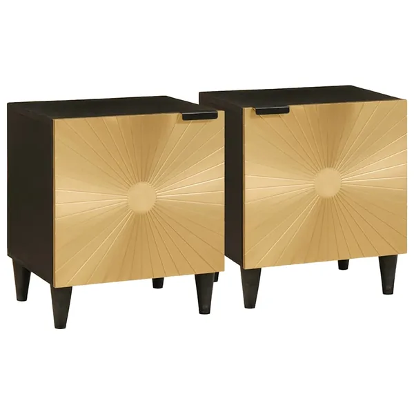 Table de chevet 2 pcs Noir et or 40 x 33 x 46 cm