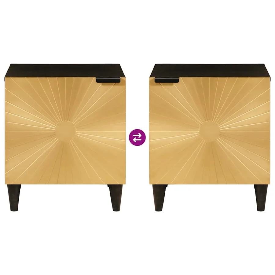 Table de chevet 2 pcs Noir et or 40 x 33 x 46 cm - 10