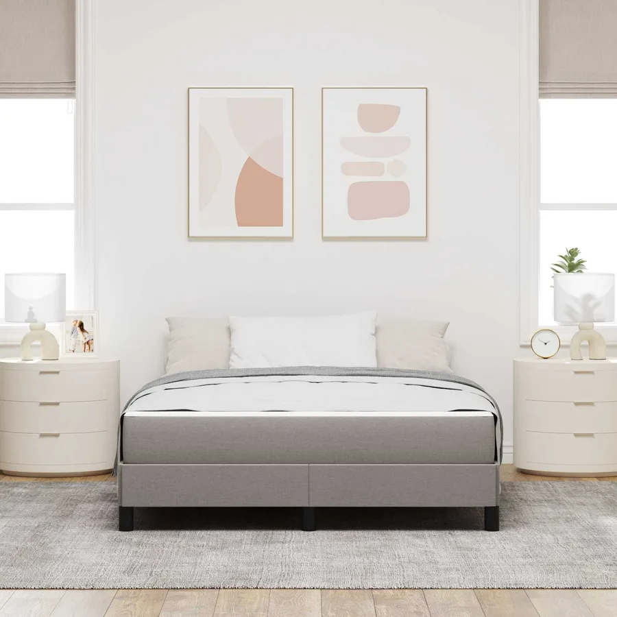 Lit à ressorts avec matelas Taupe 160 x 200 cm tissu - 4