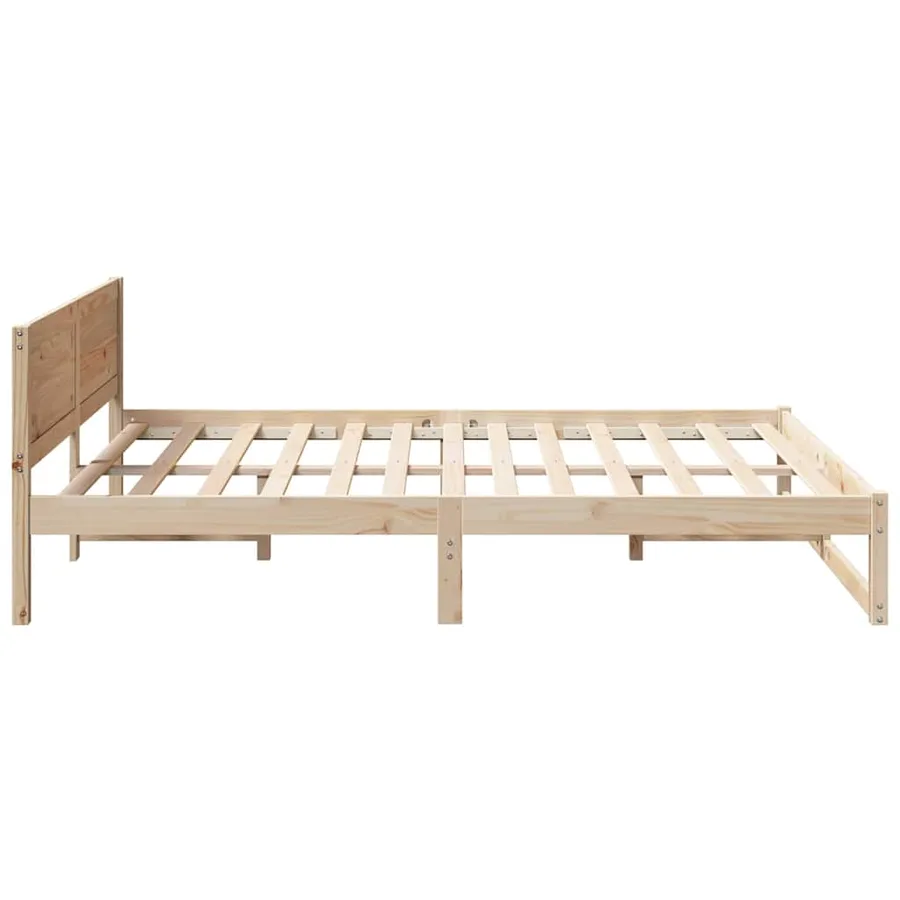 Cadre de lit avec tête de lit Naturel 140 x 200 cm Pin massif - 6