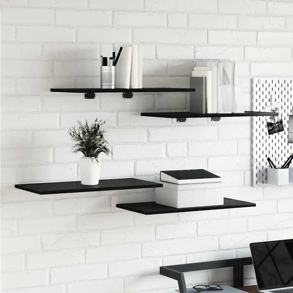 Étagère à livres 4 pcs Noir 60 x 30 x 1,5 cm Bois d'ingénierie