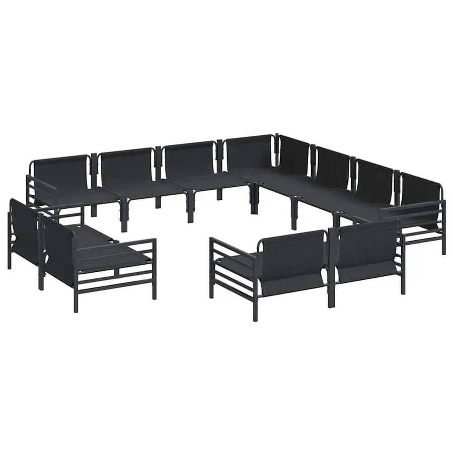 Ensemble de canapé de jardin avec coussin 11 pcs Noir Acier - 6