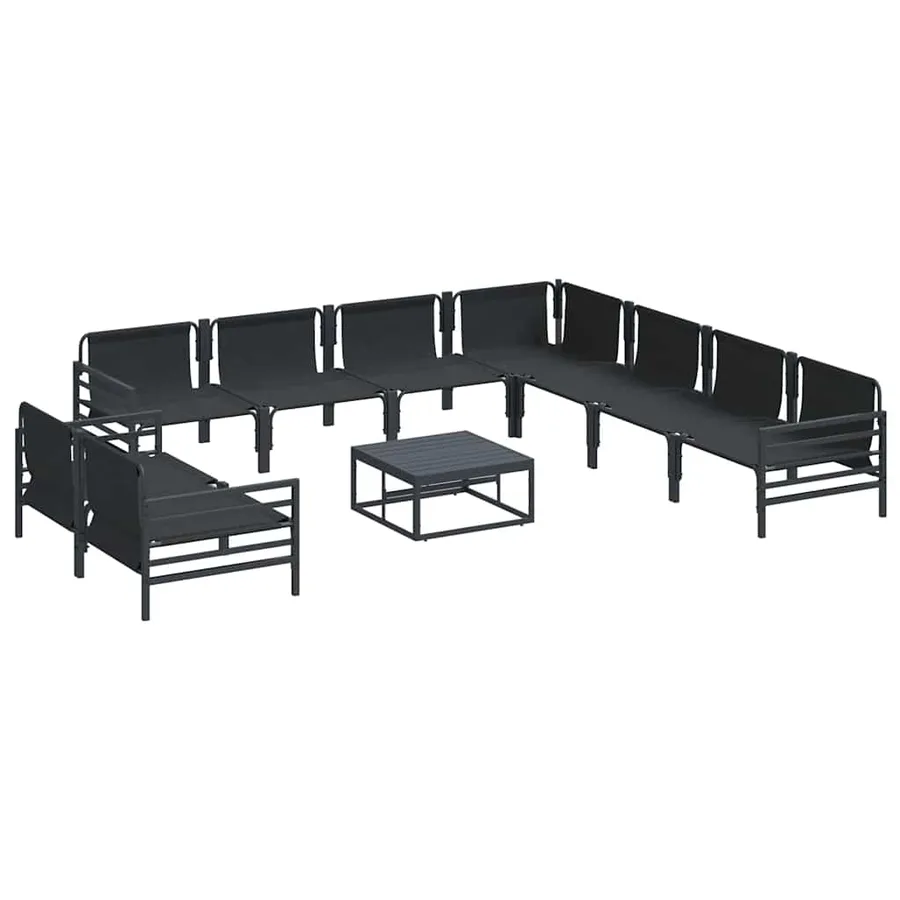 Ensemble de canapé de jardin avec coussin 10 pcs Noir Acier - 7