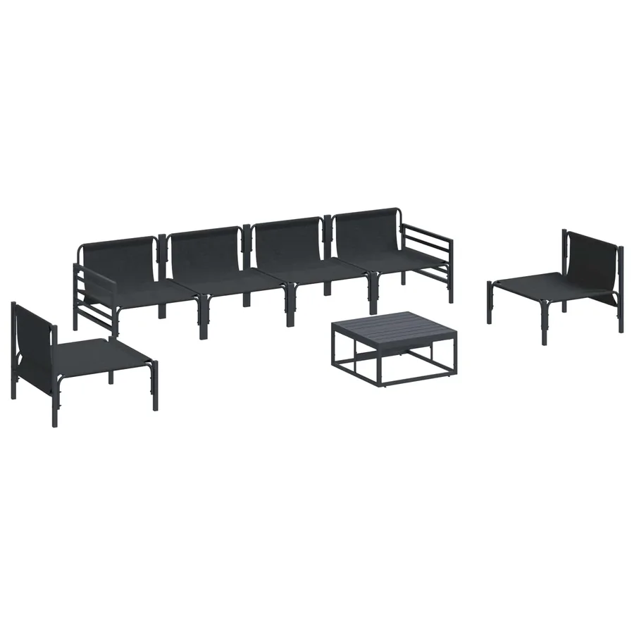 Ensemble de canapé de jardin avec coussin 7 pcs Noir Acier - 6