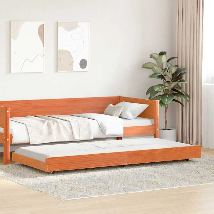 Cadre de lit Brun cire 80 x 200 cm Pin massif - 3
