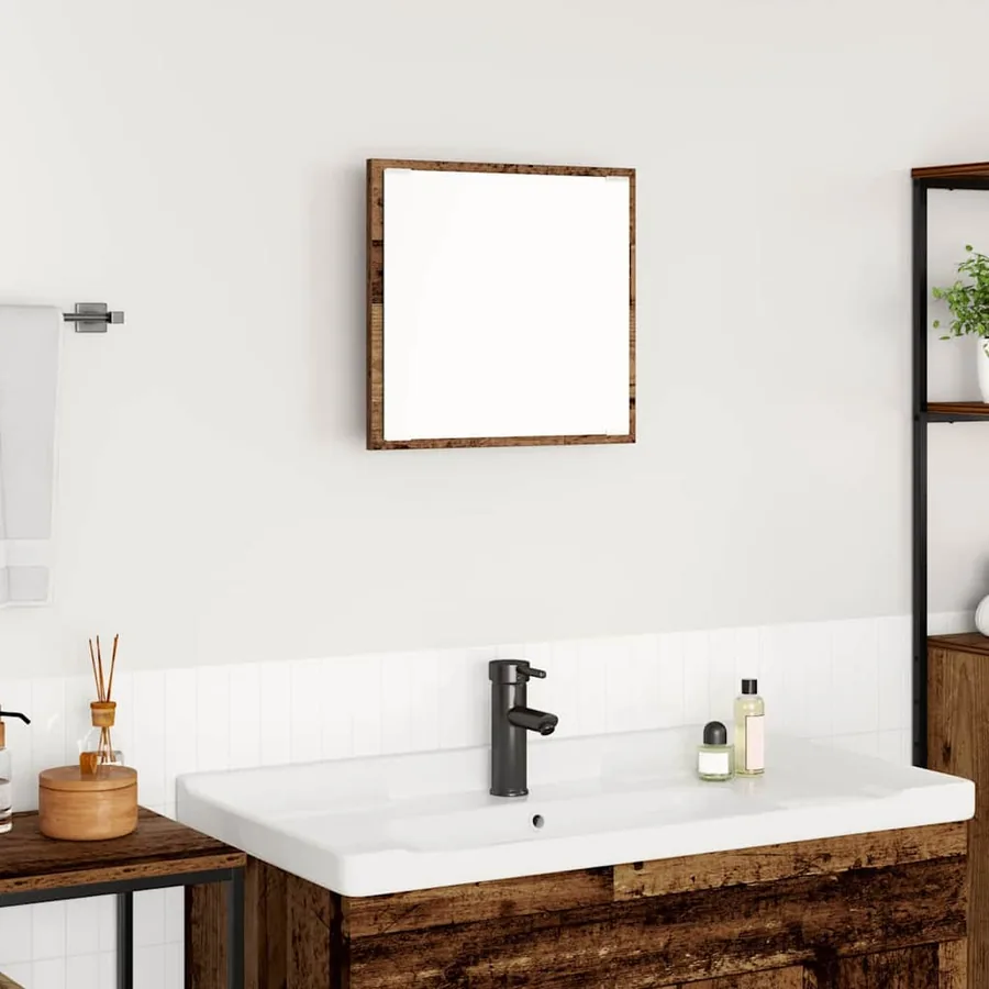 Miroir de salle de bain LED Bois Ancien 40 x 37 x 8.5 cm
