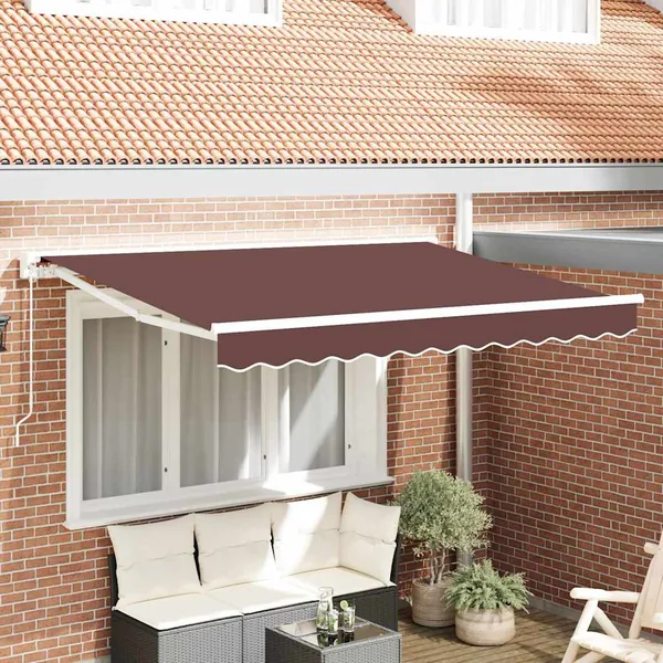 Cadre d'auvent Marron 250 x 200 cm Polyester avec revêtement PU