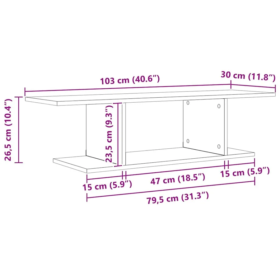 Ensemble meuble TV Noir 103 x 30 x 26,5 cm Bois d'ingénierie - 7