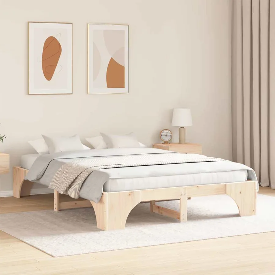 Cadre de lit Naturel 160 x 200 cm Pin massif - 3