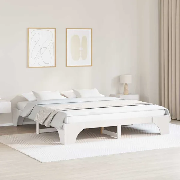 Cadre de lit Blanc 200 x 200 cm Pin massif
