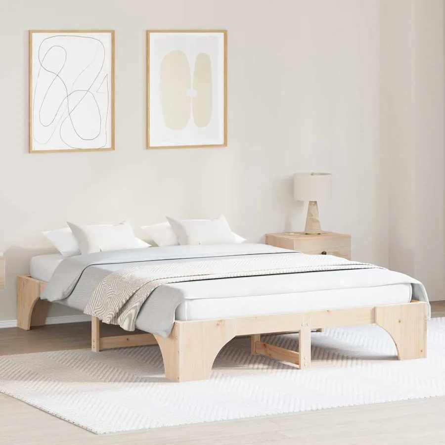 Cadre de lit Naturel 140 x 200 cm Pin massif