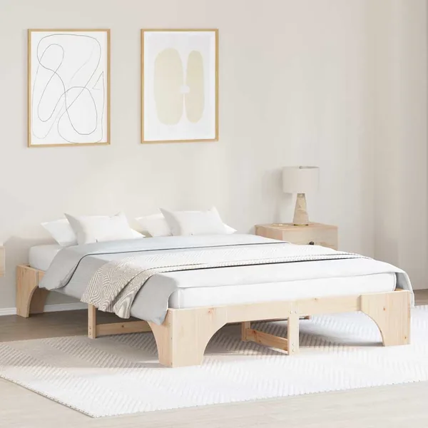 Cadre de lit Naturel 140 x 200 cm Pin massif