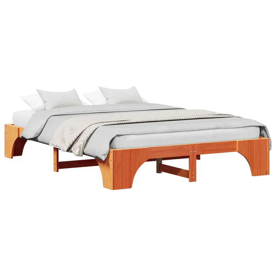 Cadre de lit Brun cire 140 x 200 cm Pin massif - 2