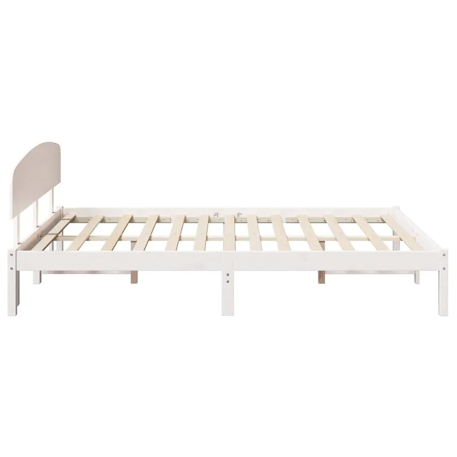 Cadre de lit avec tête de lit Blanc 160 x 200 cm Pin massif - 6