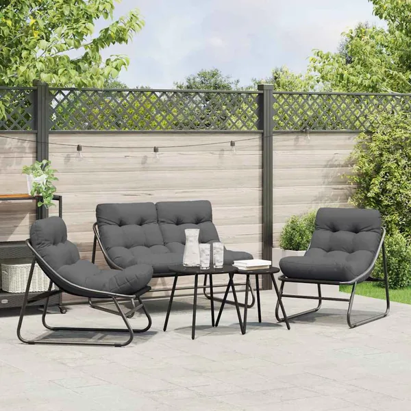 Mobilier de jardin 3 pcs Noir Acier enduit de poudre