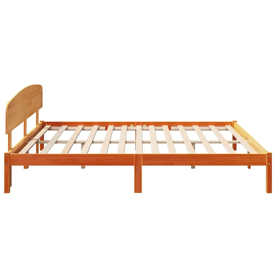 Cadre de lit avec tête de lit Brun cire 180 x 200 cm Pin massif - 6