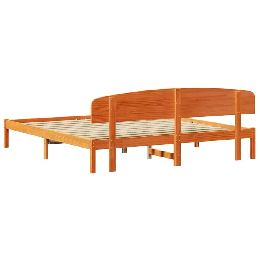 Cadre de lit avec tête de lit Brun cire 180 x 200 cm Pin massif - 7