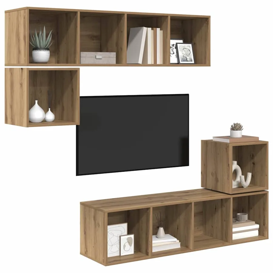 Ensemble meuble TV 4 pcs Chêne artisanal Bois d'ingénierie - 3