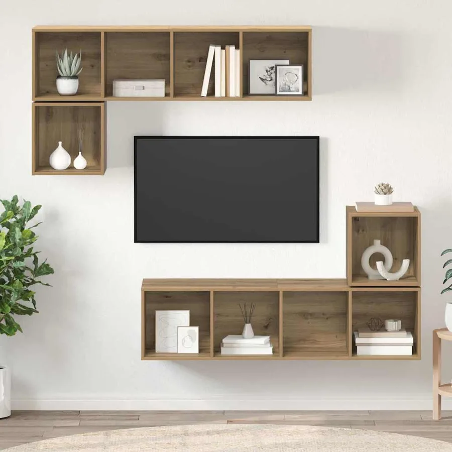 Ensemble meuble TV 4 pcs Chêne artisanal Bois d'ingénierie - 4