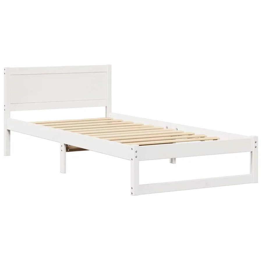 Cadre de lit avec tête de lit Blanc 75 x 190 cm Pin massif - 4