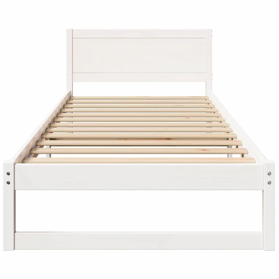 Cadre de lit avec tête de lit Blanc 75 x 190 cm Pin massif - 5