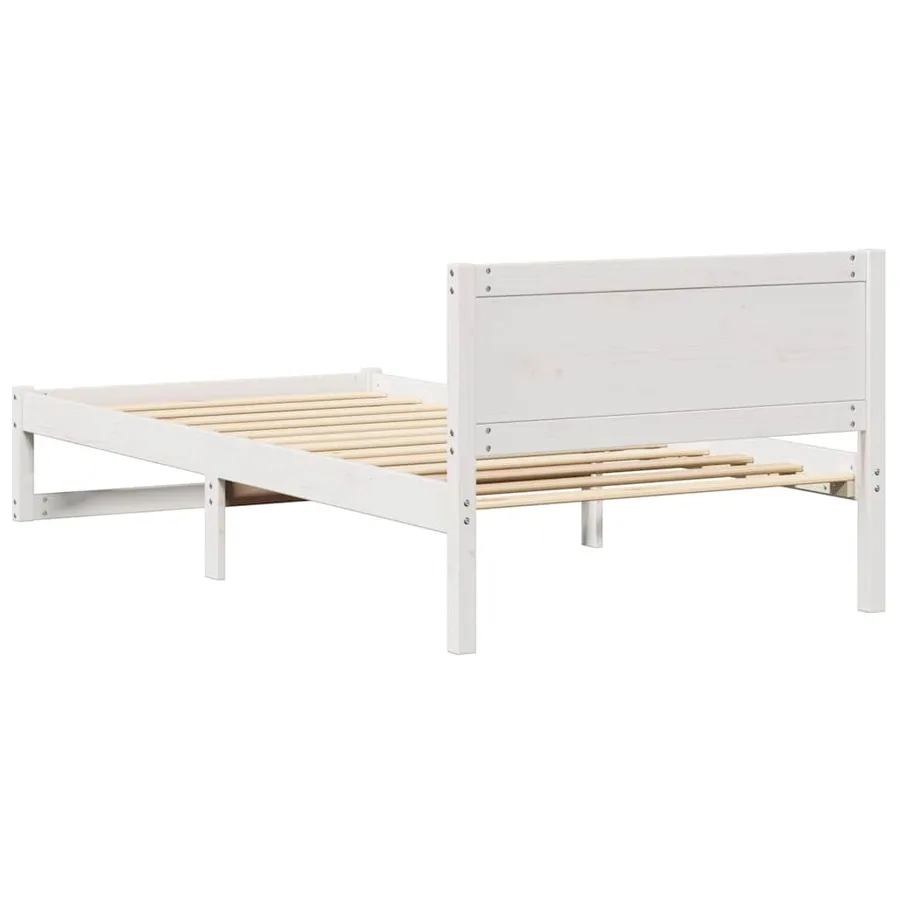 Cadre de lit avec tête de lit Blanc 75 x 190 cm Pin massif - 7