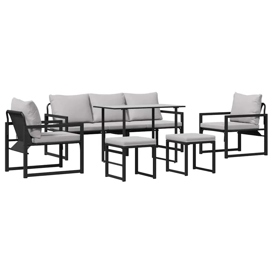 Ensemble de canapé de jardin avec coussin 6 pcs Noir Acier - 2