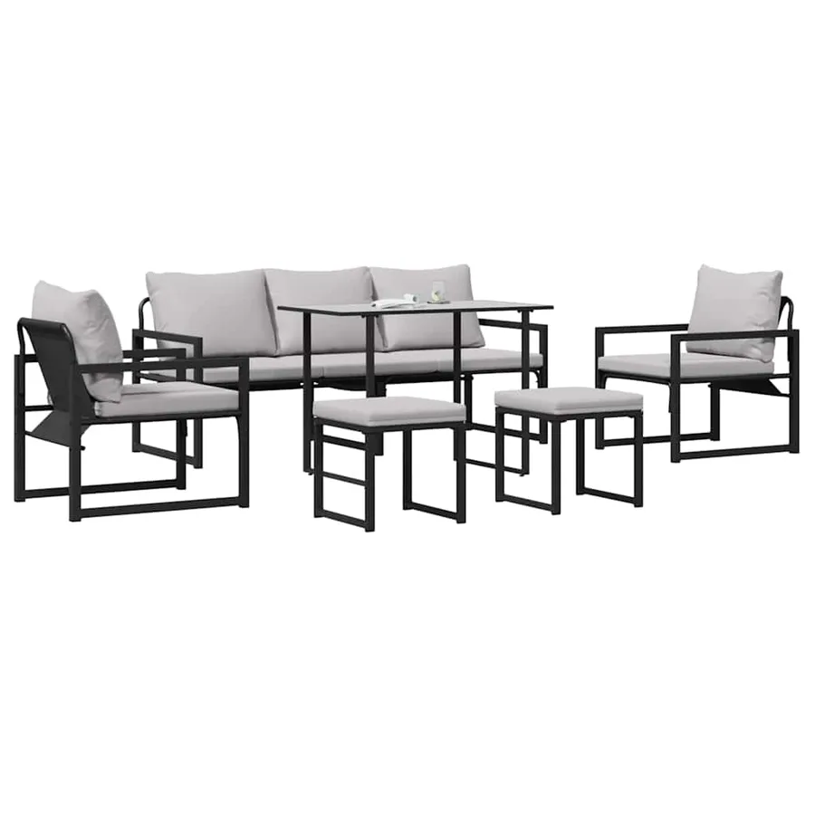 Ensemble de canapé de jardin avec coussin 6 pcs Noir Acier - 3