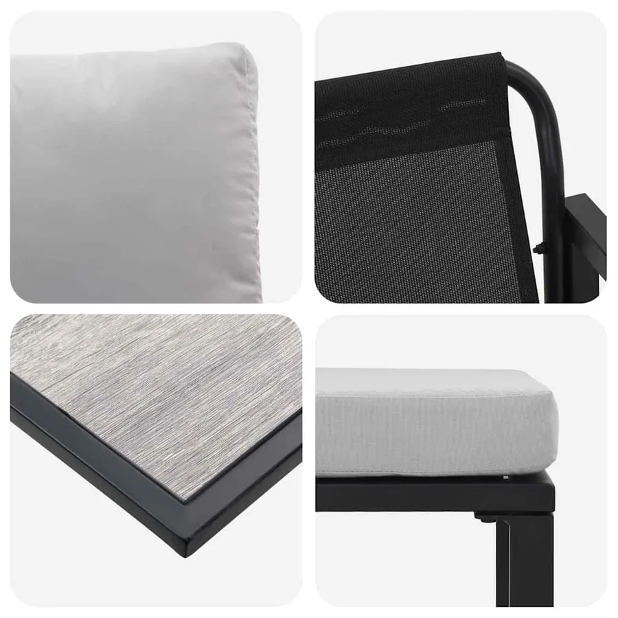 Ensemble de canapé de jardin avec coussin 6 pcs Noir Acier - 8