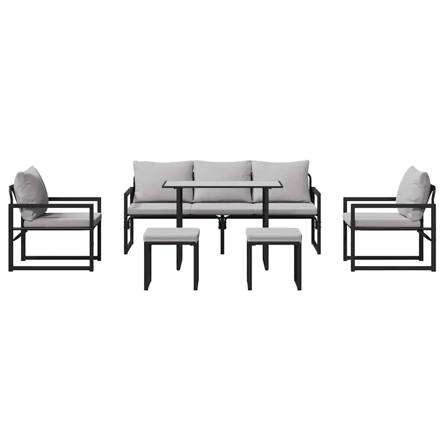 Ensemble de canapé de jardin avec coussin 6 pcs Noir Acier - 9
