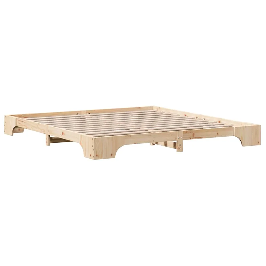 Cadre de lit Naturel 200 x 200 cm Pin massif - 4