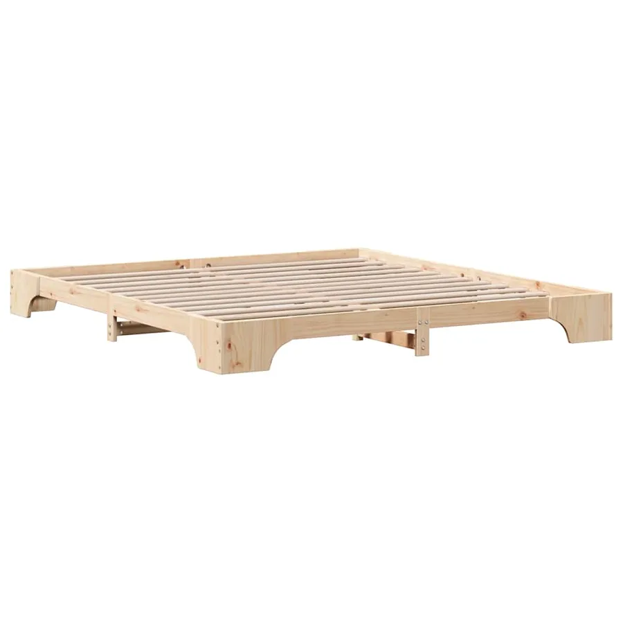Cadre de lit Naturel 200 x 200 cm Pin massif - 7
