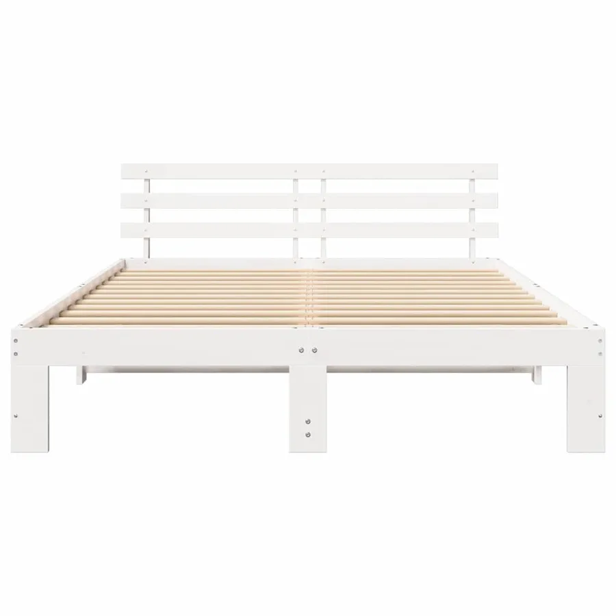 Cadre de lit avec tête de lit Blanc 140 x 200 cm Pin massif - 5