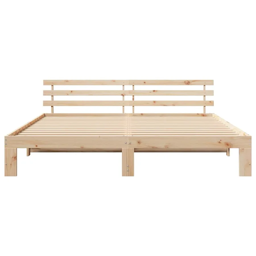 Cadre de lit avec tête de lit Naturel 180 x 200 cm Pin massif - 5