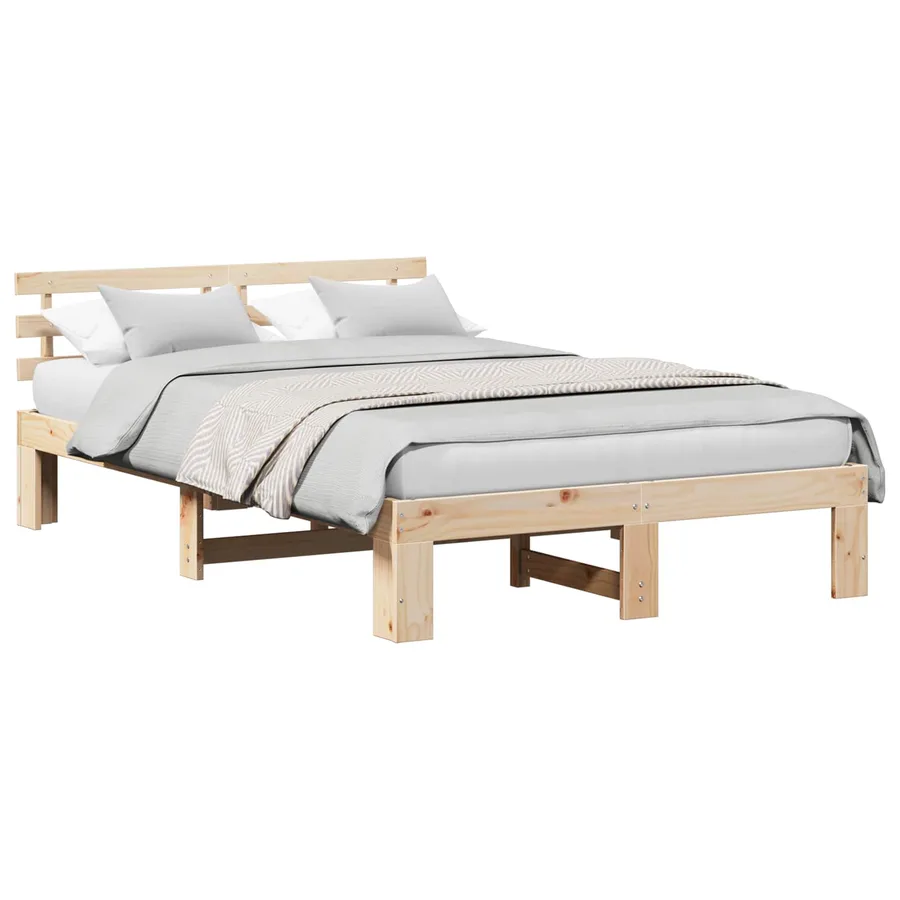 Cadre de lit avec tête de lit Naturel 140 x 190 cm Pin massif - 2