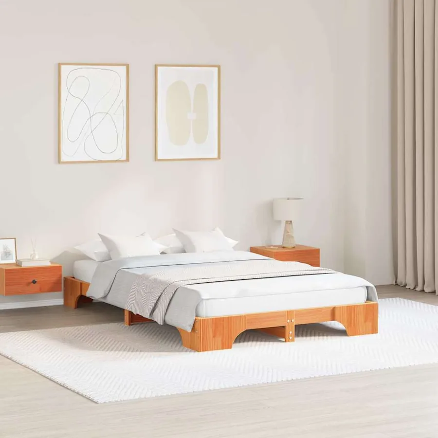 Cadre de lit Brun cire 120 x 190 cm Pin massif