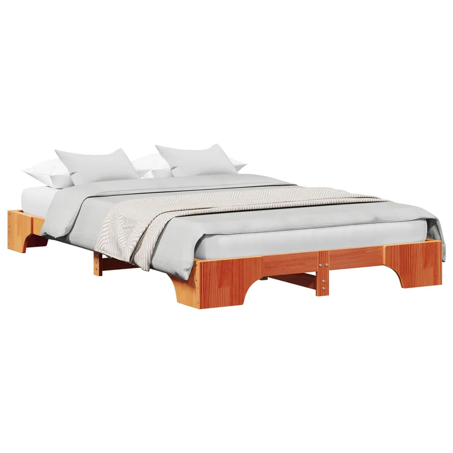 Cadre de lit Brun cire 120 x 190 cm Pin massif - 2