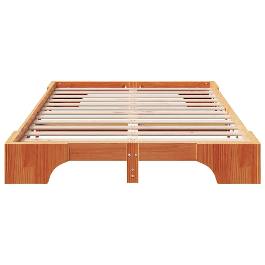 Cadre de lit Brun cire 120 x 190 cm Pin massif - 5