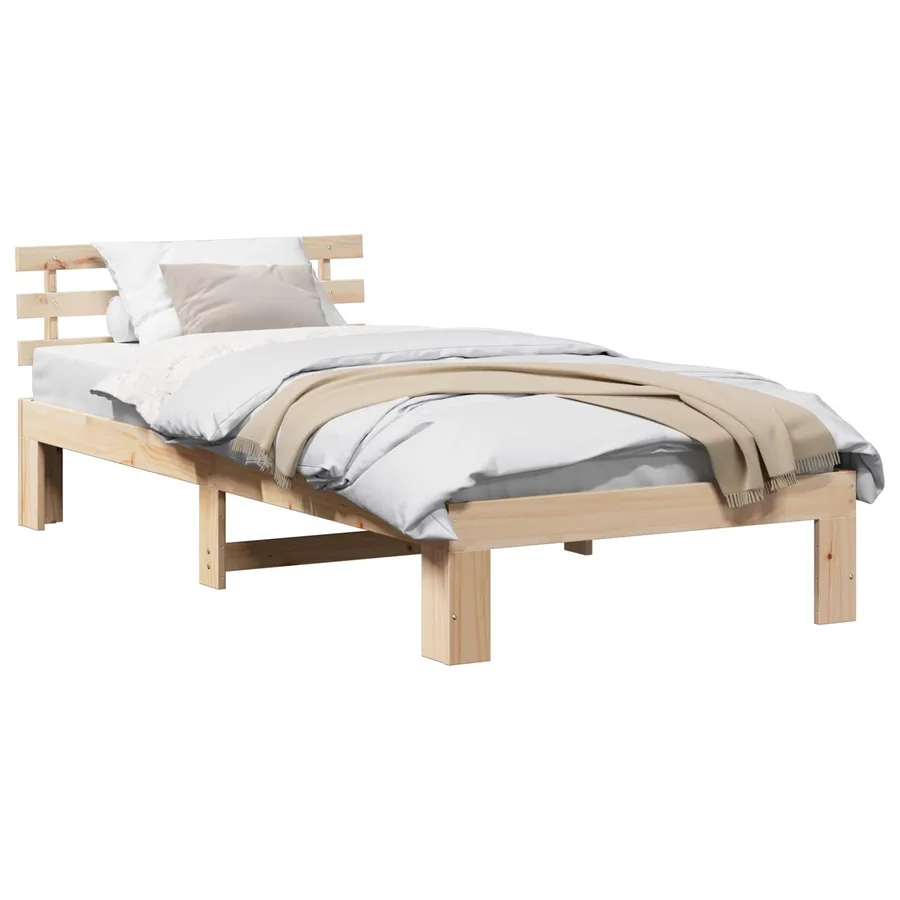 Cadre de lit avec tête de lit Naturel 75 x 190 cm Pin massif - 2