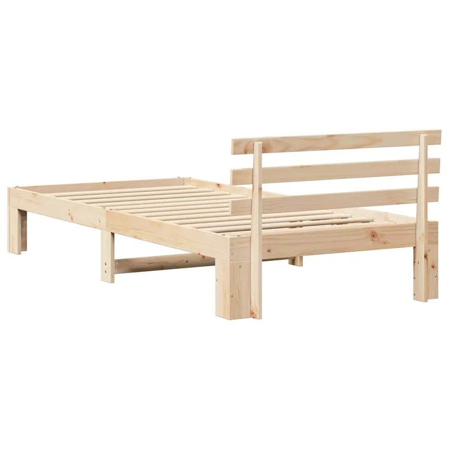 Cadre de lit avec tête de lit Naturel 75 x 190 cm Pin massif - 7