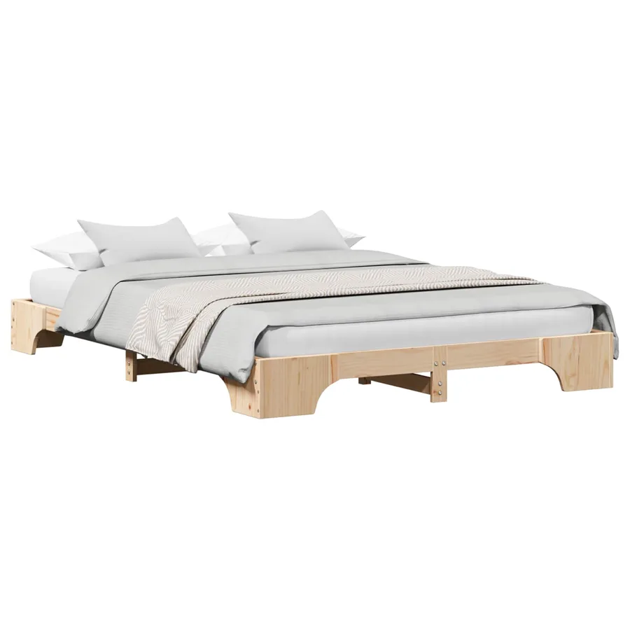 Cadre de lit Naturel 150 x 200 cm Pin massif - 2