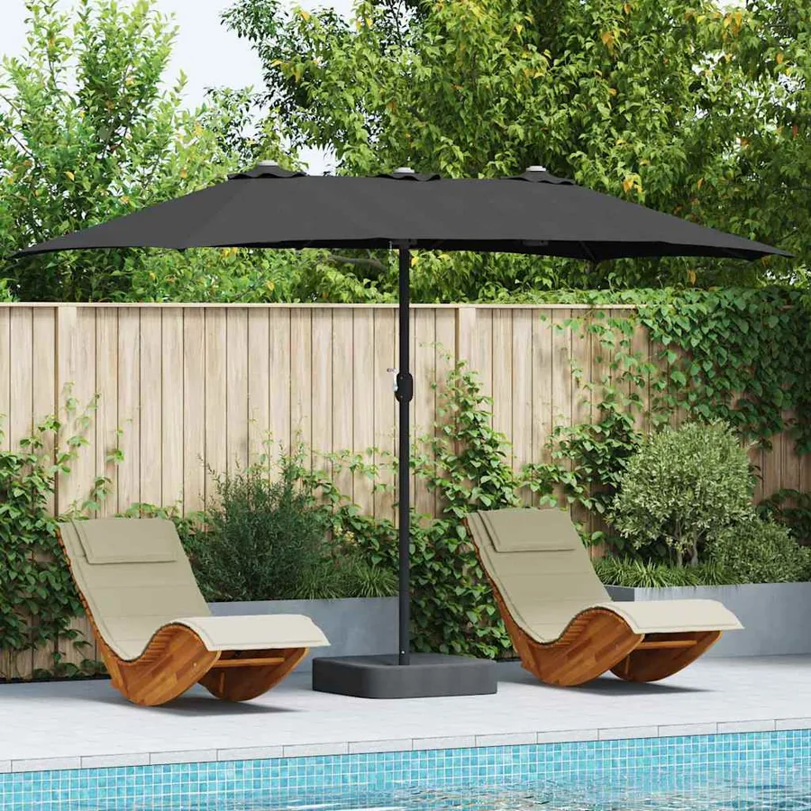 Parasol de jardin Noir 385 x 209 x 244 cm Polyester et Acier